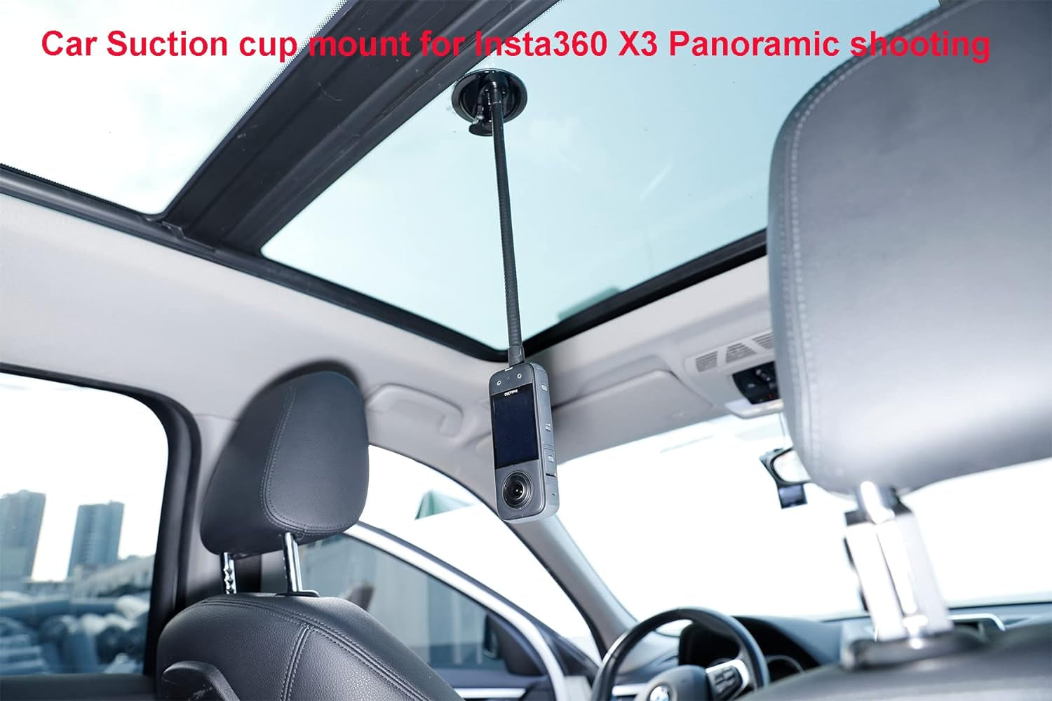 Suction Cup Mount for Insta360 X3/X2/X,With 360° Ball Head Magic Arm Double Ball Head Adapter and with 27Cm Extension Tube Mount for Gopro Insta360 DSLR Camera, Car Windshield Attachment