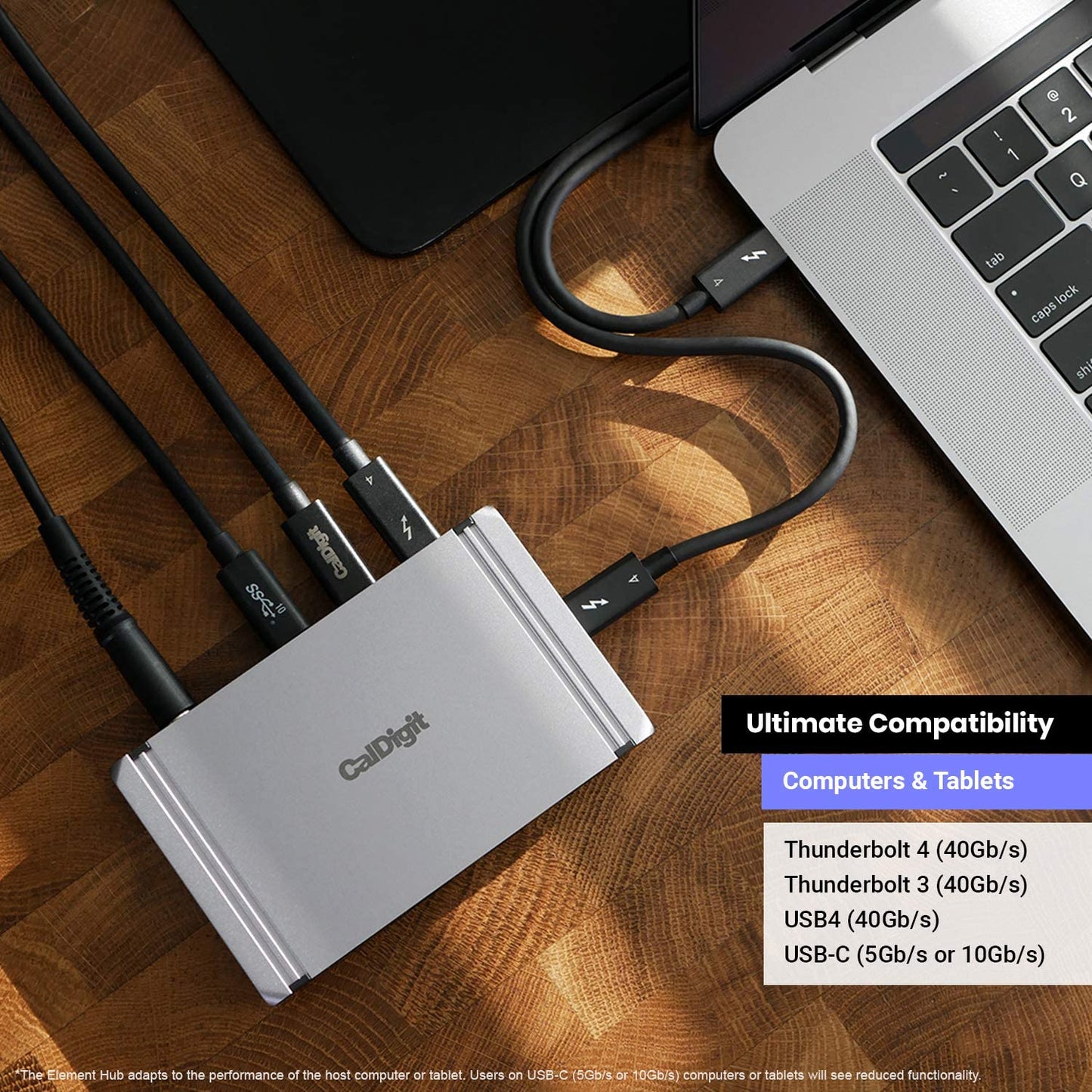 Thunderbolt 4 Element Hub - Universal Multi-Port Hub, 4X 4/USB4 Ports, USB 3.2 Gen2 10Gb/S Single Display up to 8K or Dual 4K 60Hz Displays, 60W Charging with 0.8M Cable