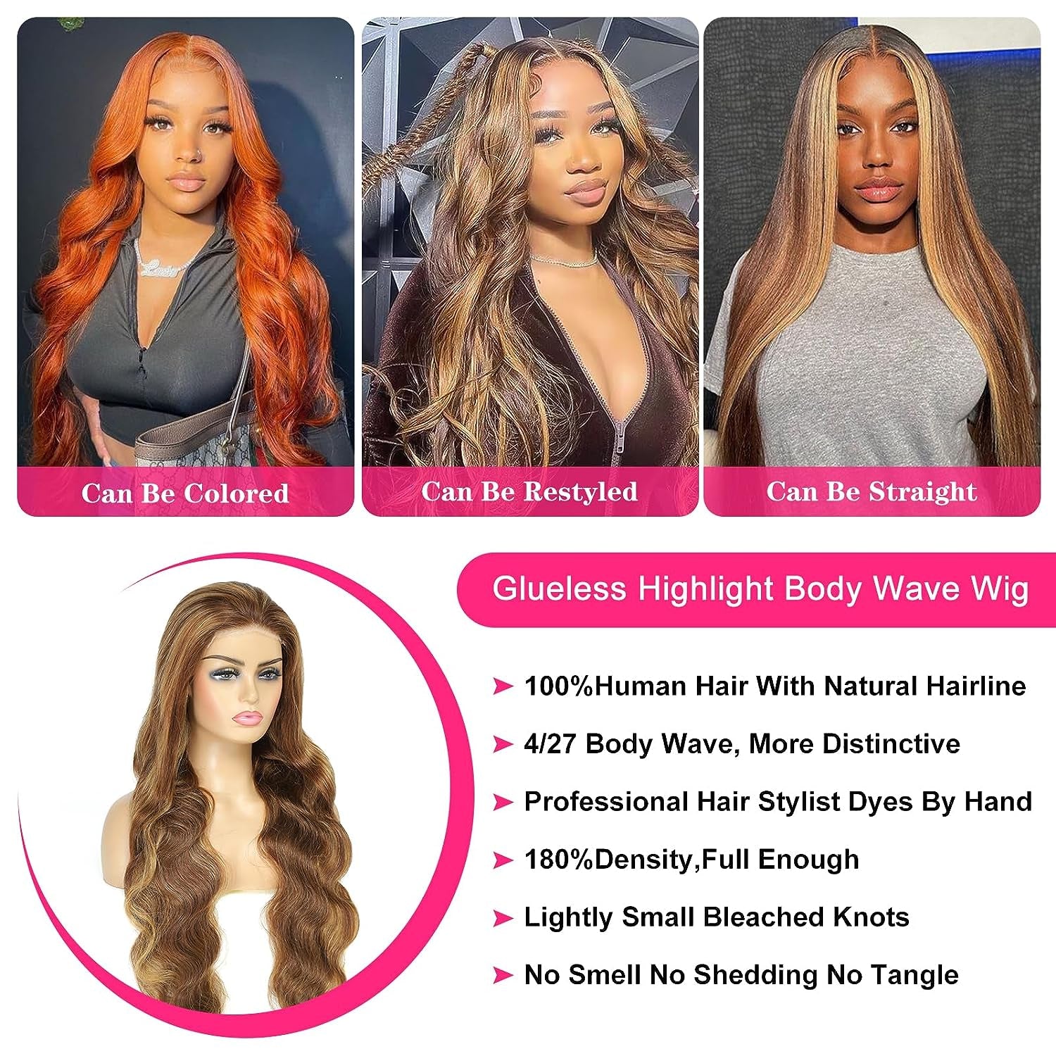 26 Inch Wear and Go Glueless Wig Pre Plucked Pre Cut for Beginners Ombre Honey Blonde Lace Closure Wigs Human Hair 5X5 Hd Highlight 180% Density Body Wave Lace Front Wigs Human Hair