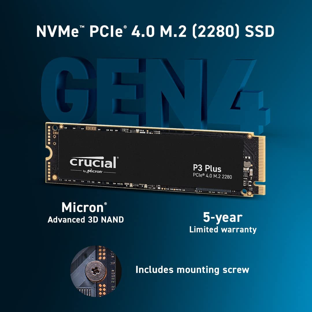 P3 plus 2TB Pcie Gen4 3D NAND Nvme M.2 SSD, up to 5000Mb/S - CT2000P3PSSD8